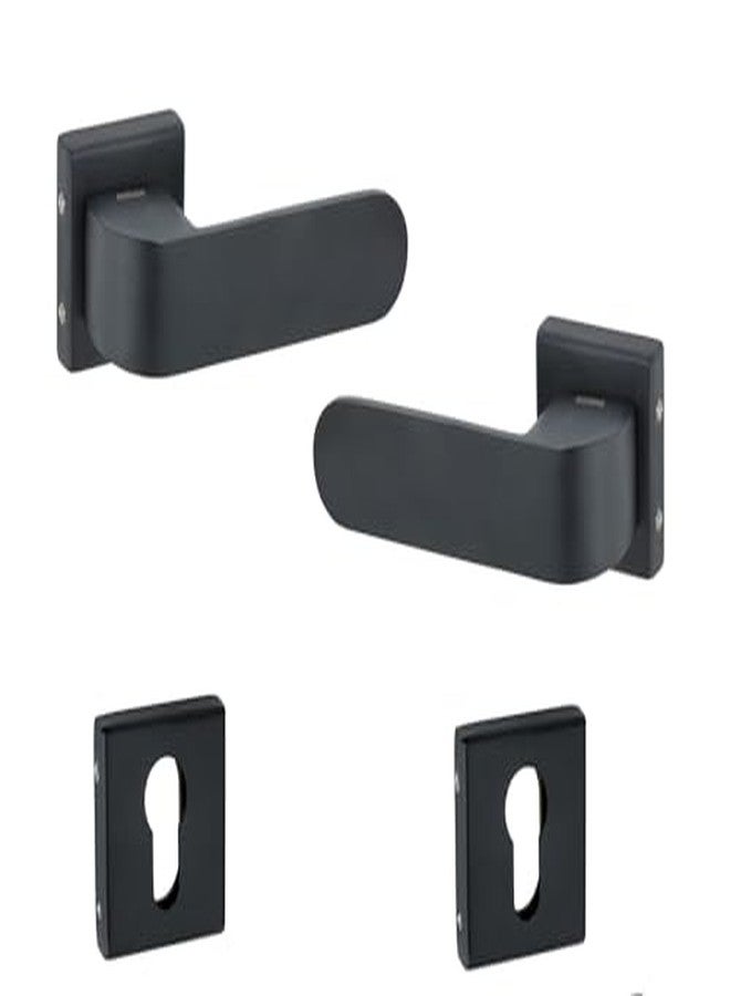 Shrida Z Black Door Handle Set - Model 446 | Premium SS Lever Handle on Rose with Keyhole Covers | Matte Black Finish | Durable & Stylish | Modern Door Hardware - Image 2